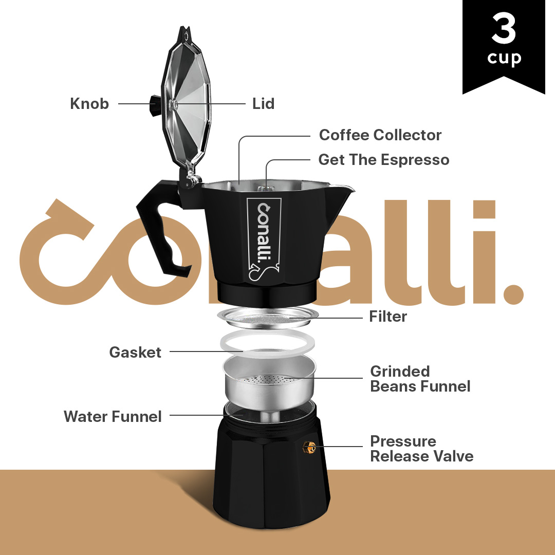 mokapot aluminum 3 cup black conalli (3)