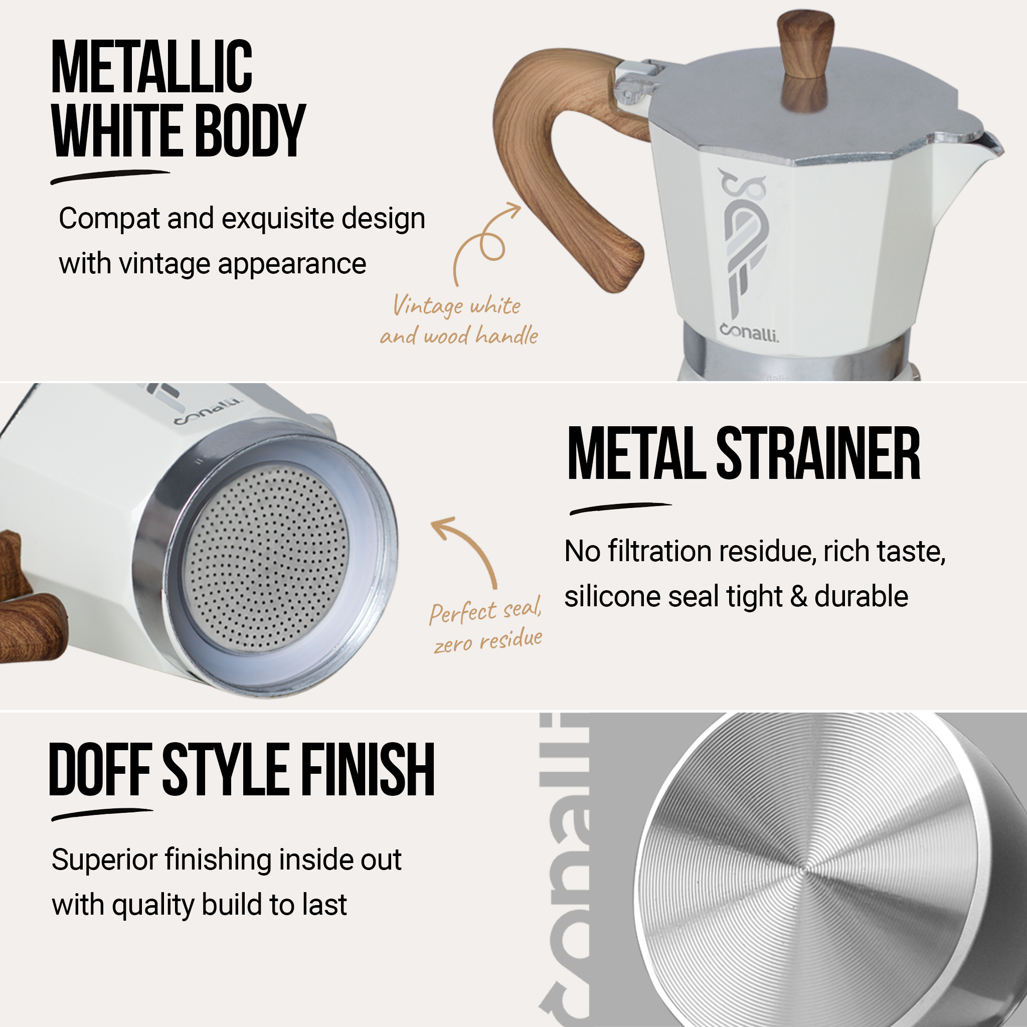 Detail 6 Cup Mokapot Bellissimo White