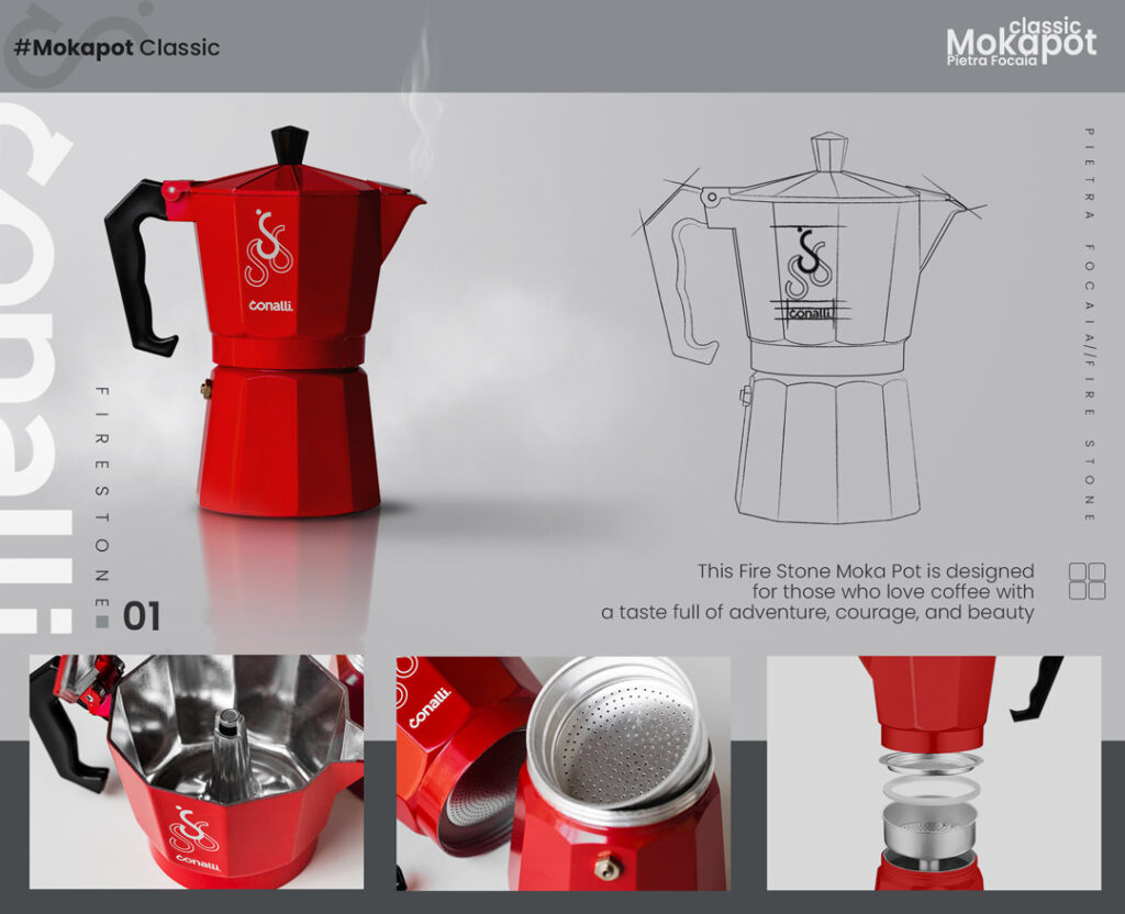 Pietra Focaia Red Classic Mokapot 3 & 6 Cup